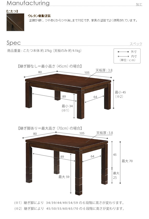 60㎝✖️60㎝正方形小さなコタツ 本体 - こたつ