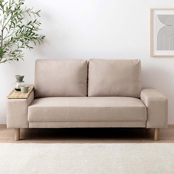 Lilou サイドテーブル付き2人掛けソファ