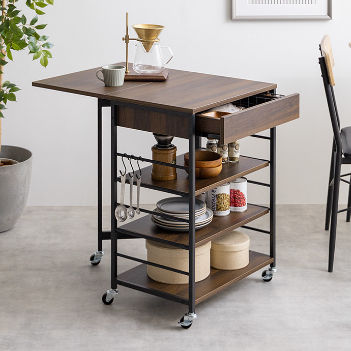 【幅36〜69cm】Cammy 伸縮式キッチンワゴン