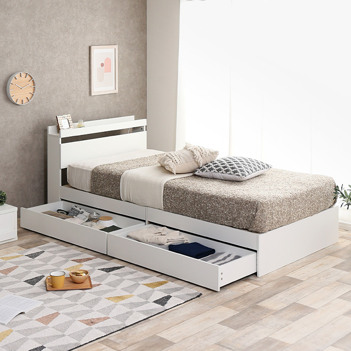 【シングル】Pluto 収納付きベッド