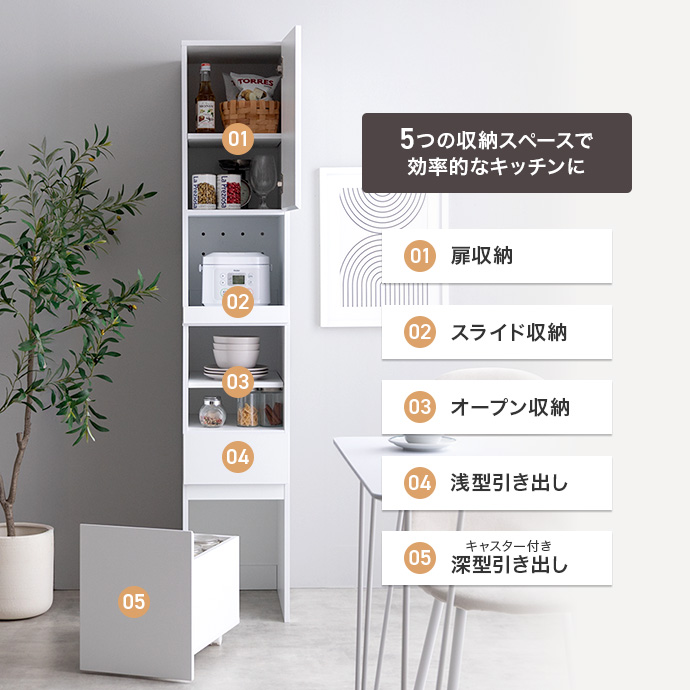 5つの収納スペースで無駄なく効率的なキッチンに