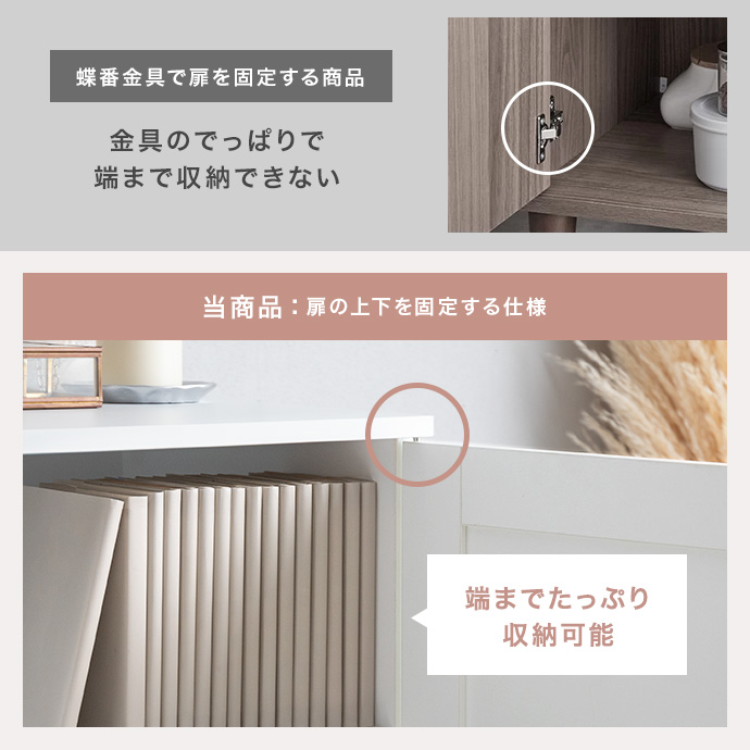 端までたっぷり使える、収納力にこだわった扉設計