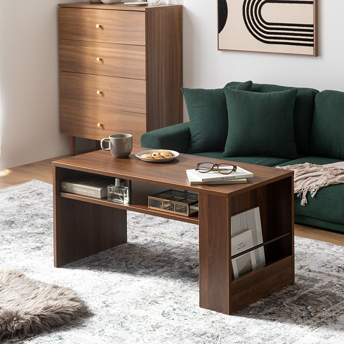 すっきり片付く、マガジンラック付きセンターテーブル