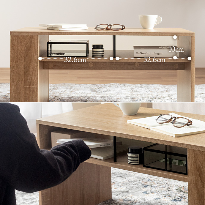 テーブル上をすっきり保てる便利な棚収納