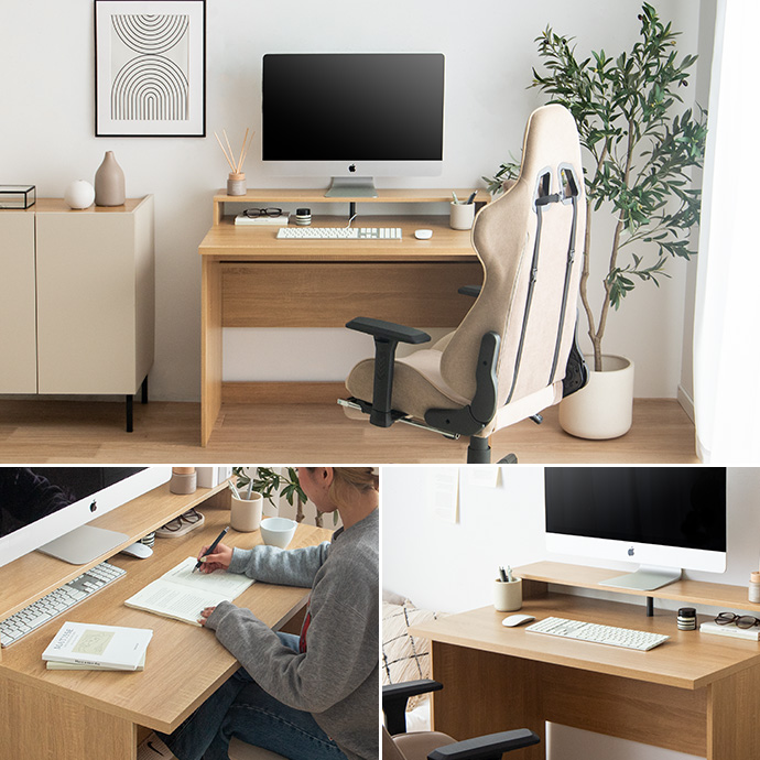 モニター台つきで、快適な作業環境を叶えるデスク