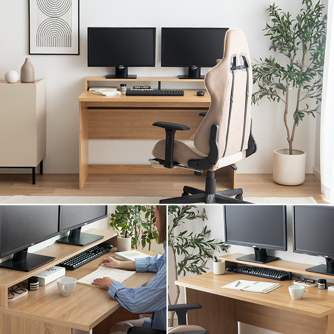 モニター台つきで、快適な作業環境を叶えるデスク