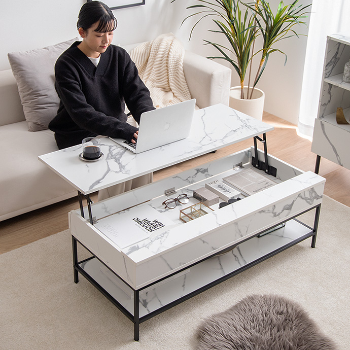 ゆったり快適、上品なモダン空間をつくる昇降式テーブル