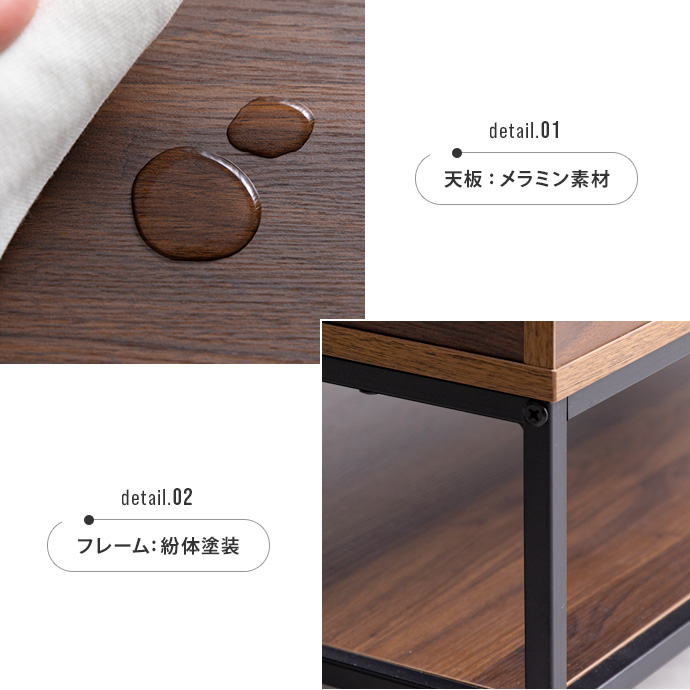 水や汚れに強いメラミン＆紛体塗装