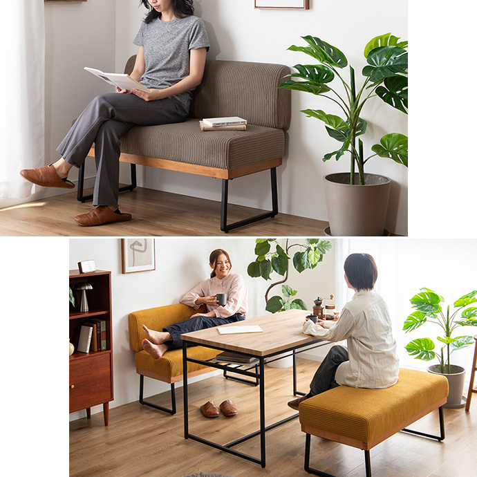 広くゆったり使える幅約100cmの座面