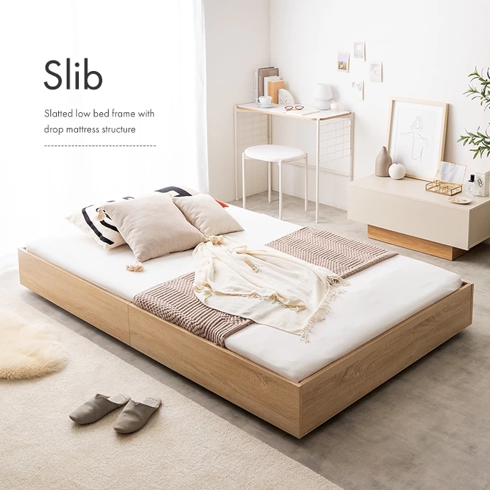 【セミダブル】Slib すのこローベッド(ボンネルマットレス付き) ナチュラル g153027]【シングル】Slib すのこローベッド ローベッド | 家具